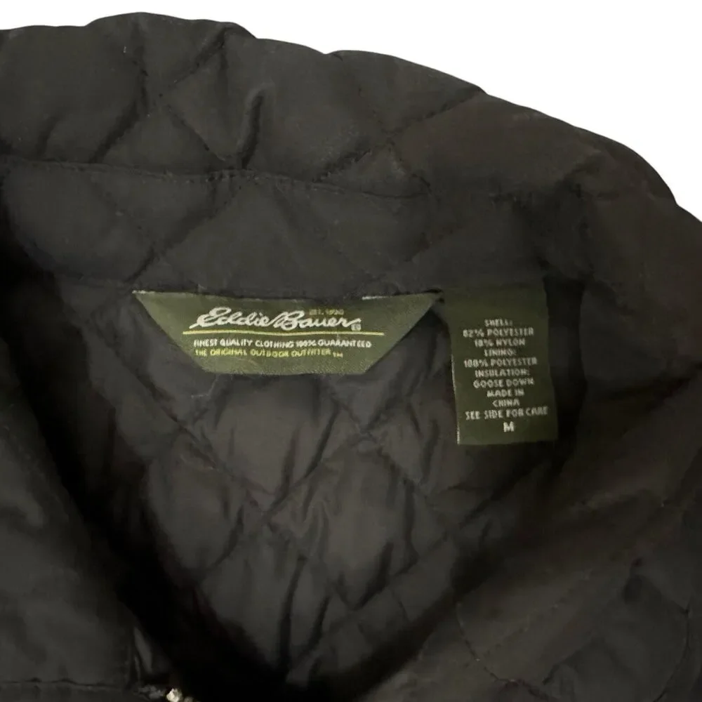 Eddie Bauer 650 Fill Power Premium Goose Down Black Jacket Women’s M Quilted - Picture 5 of 12